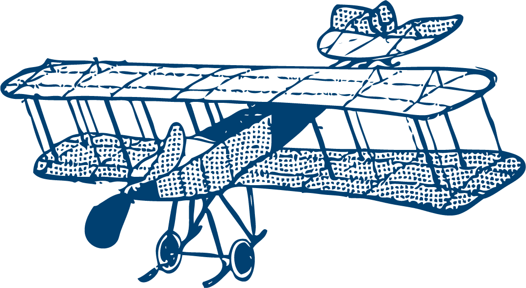 simple vintage flying machines sketch with hot air balloons and airplanes