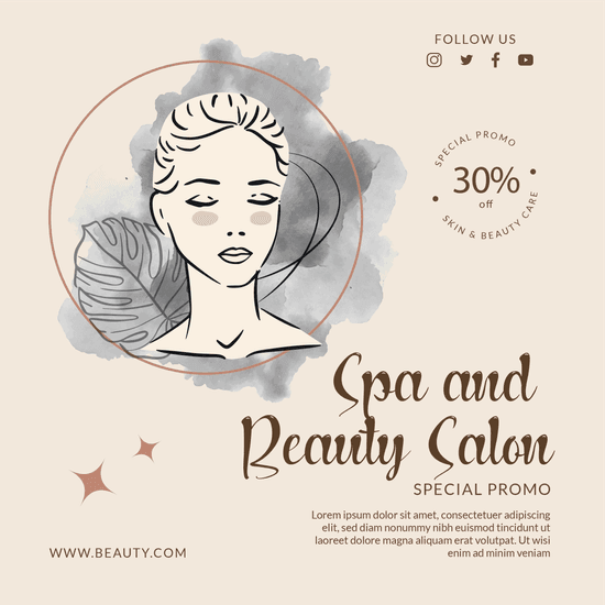 elegant line art spa and beauty salon template with promo offer for social media