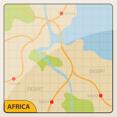 africa safari map design illustration set isolated on