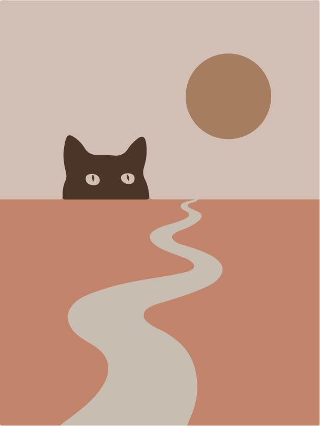 art abstract landscape cat black cover