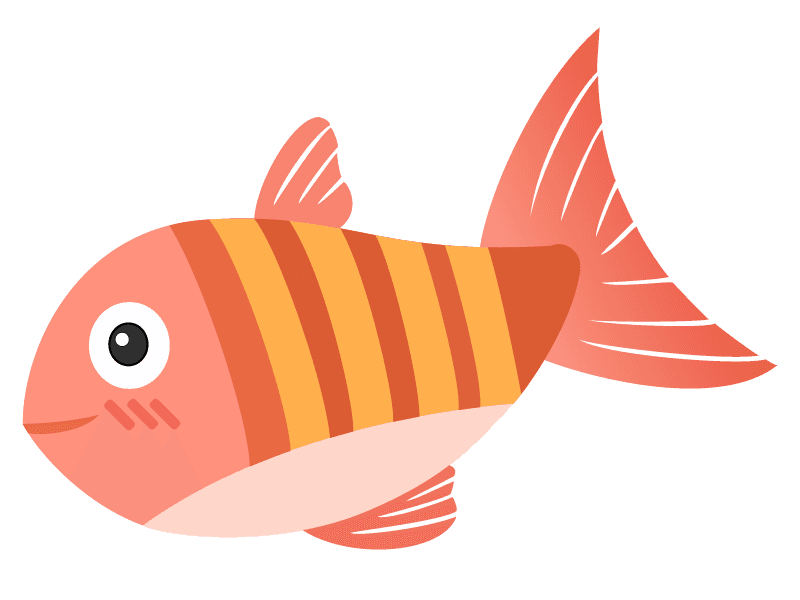 playful red fish with yellow stripes illustration