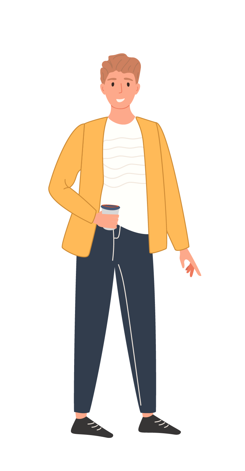 coffee break young man with casual attire illustration