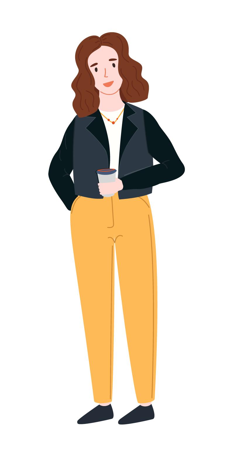 coffee break woman with casual attire illustration