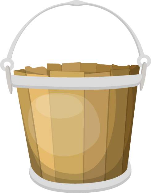 different materials buckets isolated