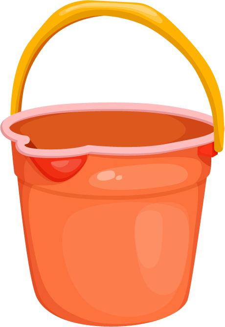 different materials buckets isolated