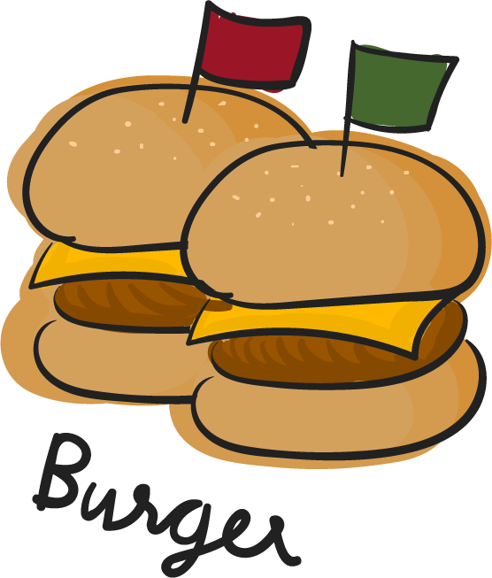 burger drawing style food collection