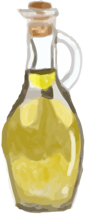 cooking oil bottle hand drawn food ingredients watercolor style