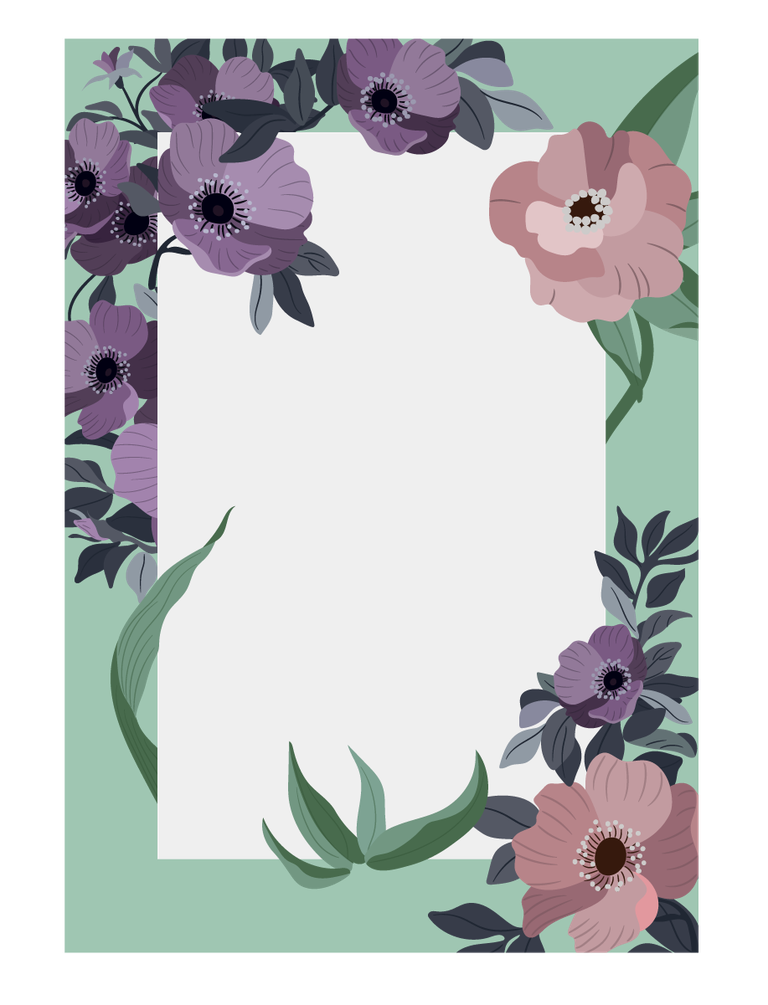 decorative background template blooming flowers sketch classic frame