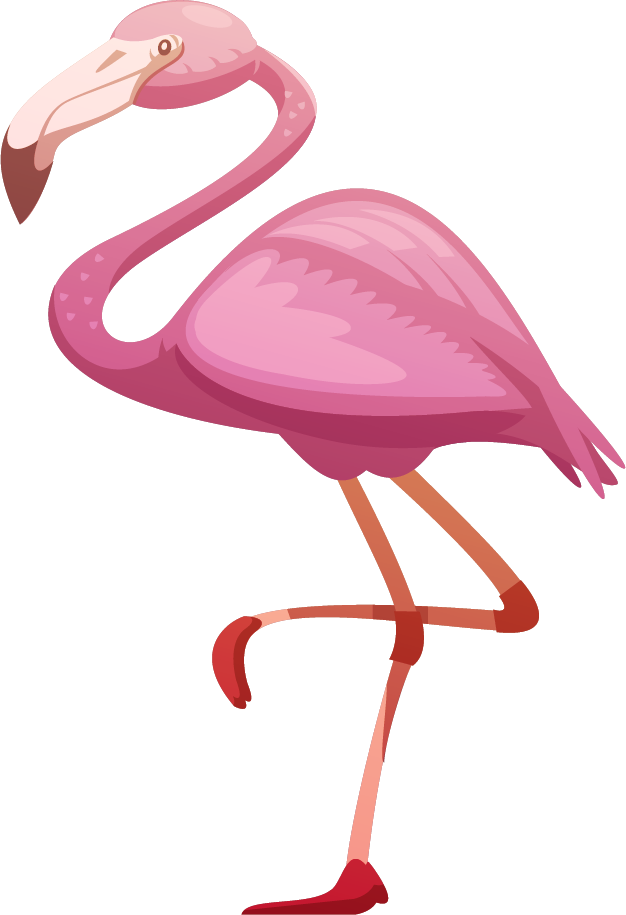 flamingo exotic tropical birds retro icons set