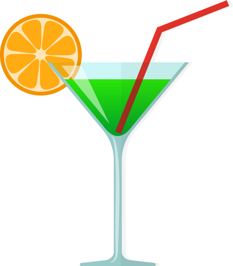 flat alcohol cocktail with glass cup