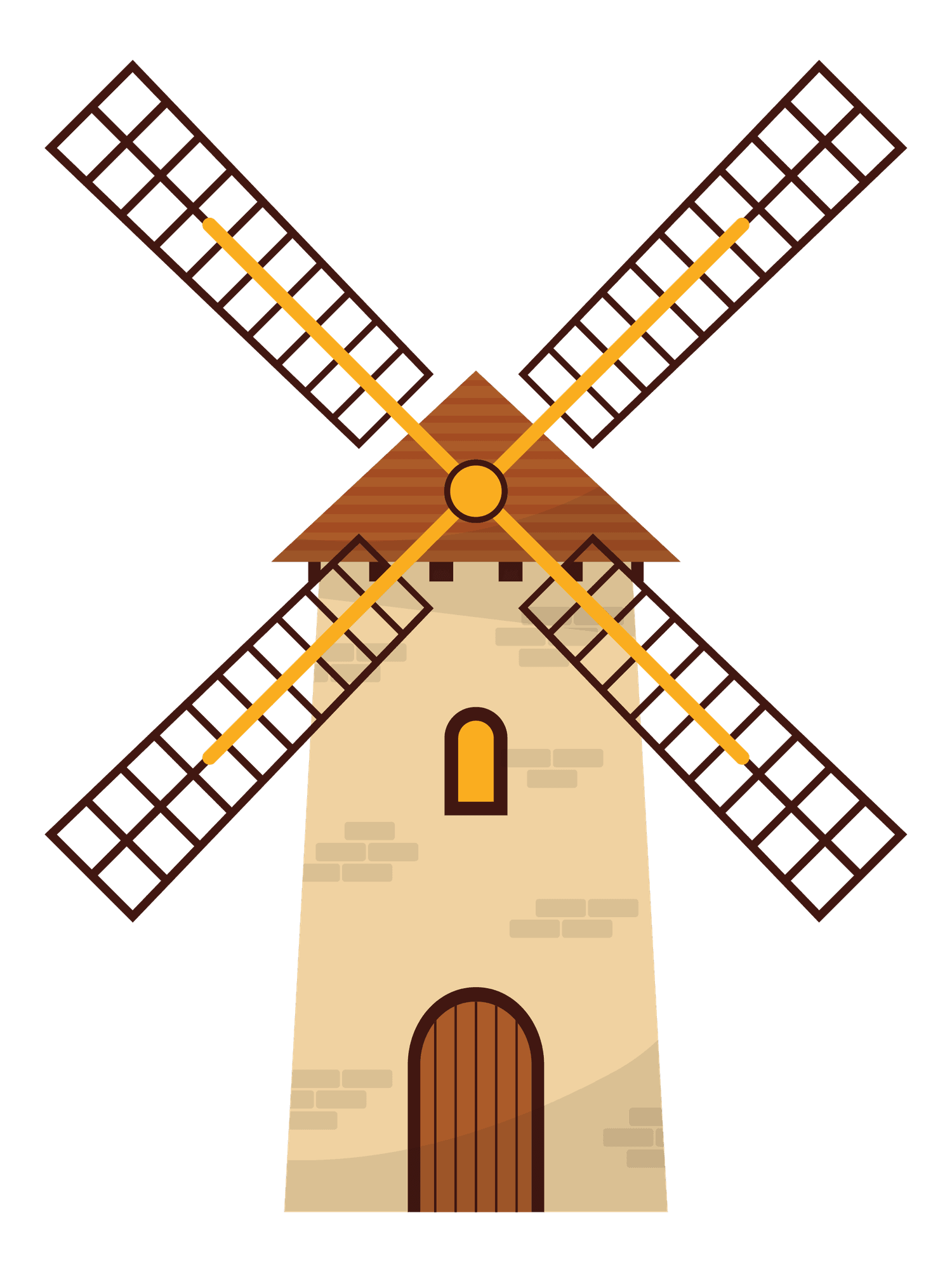 flat cartoon windmill illustration