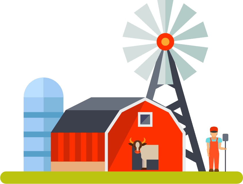 flat red barn illustration for website background