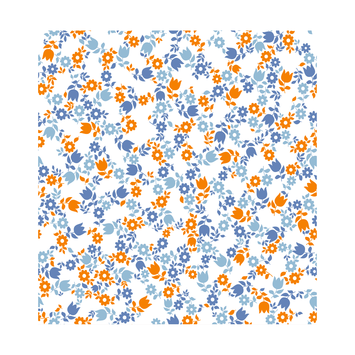 Floral and leaf seamless pattern on white background with classic colors