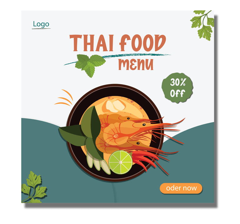 thai food menu social media post template