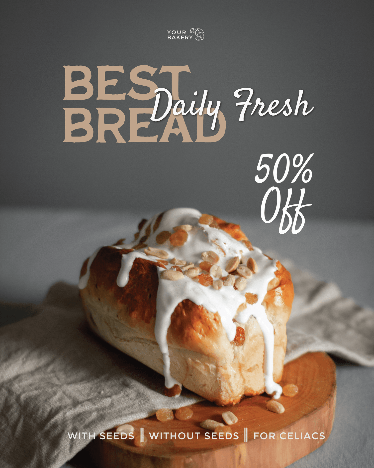 fresh bread bakery poster template