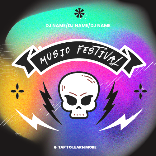 music festival music event gradient texture instagram post template