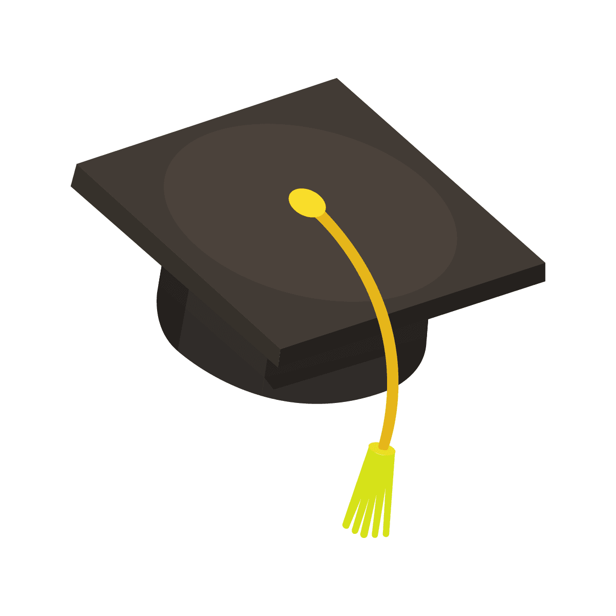 graduation cap illustration element in block style