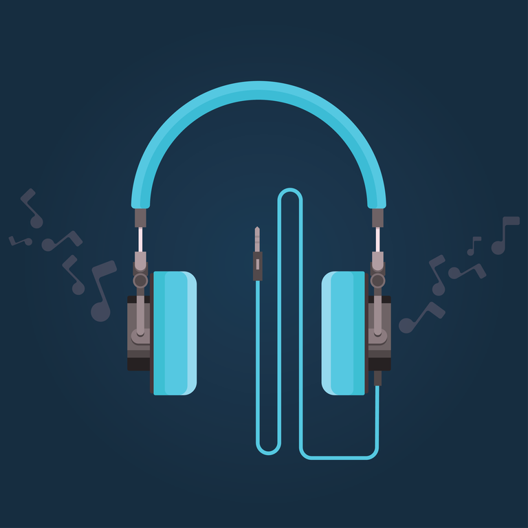 flat blue headphones illustration design