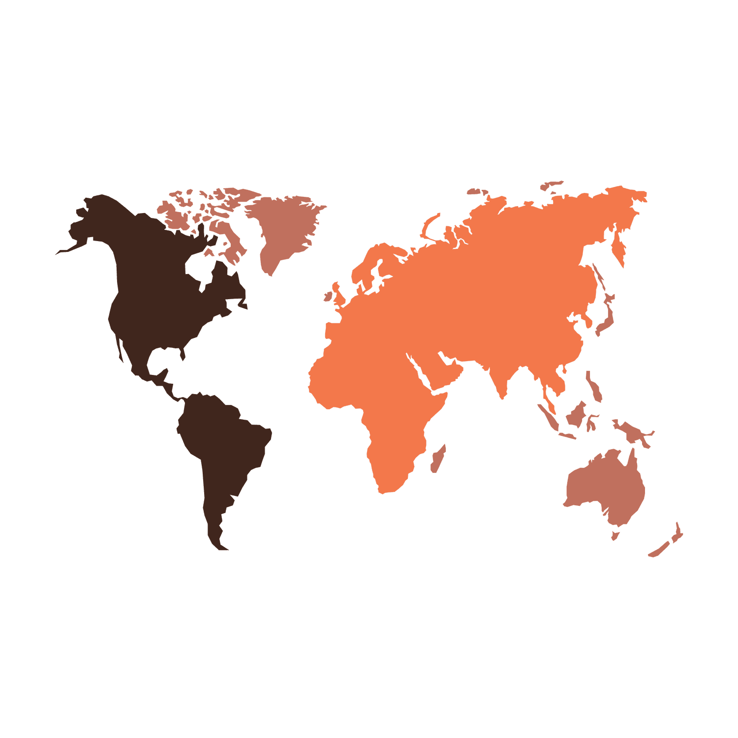 two color world map continents outline