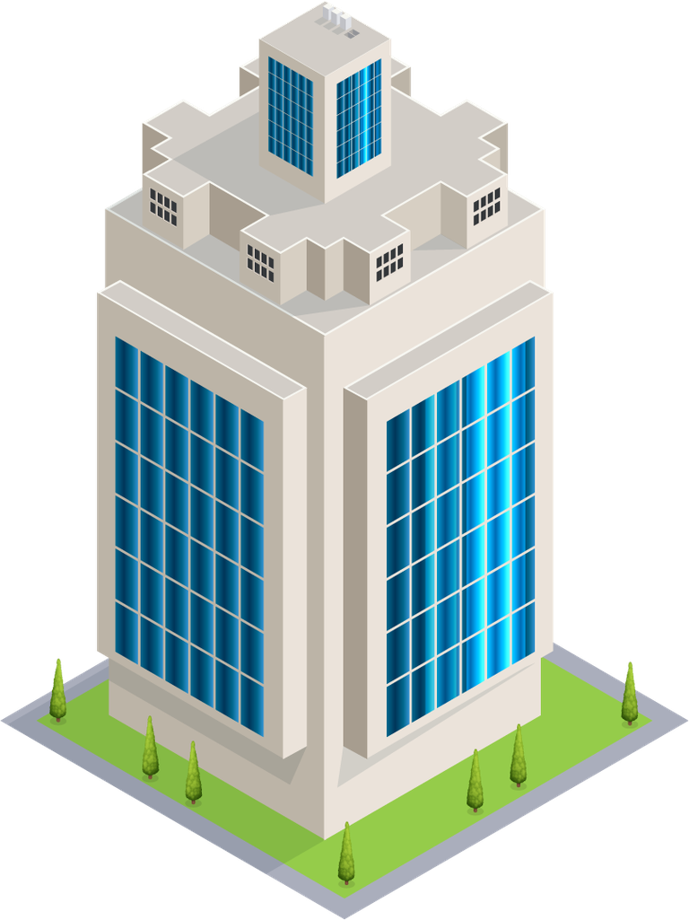isolated isometric building with glass window