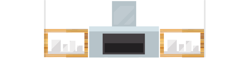 Flat kitchen interior design with home furniture