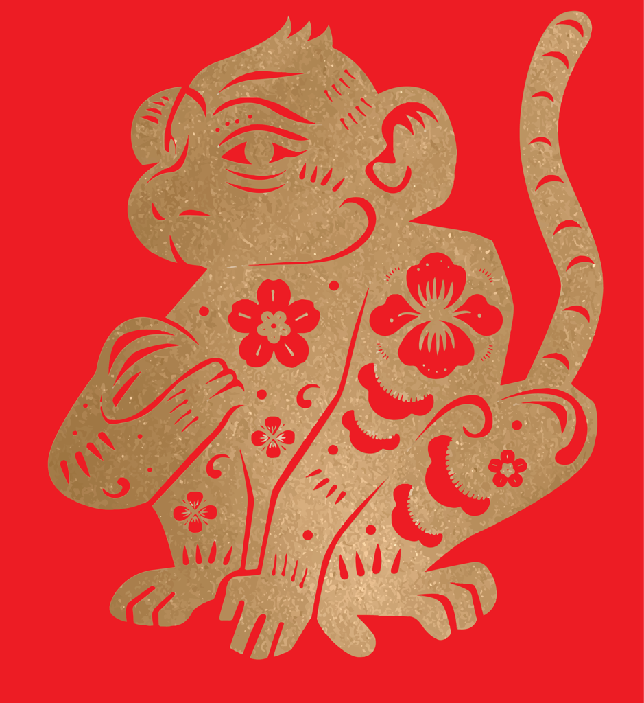 monkey new year animals gold animal zodiac sign stickers set animal