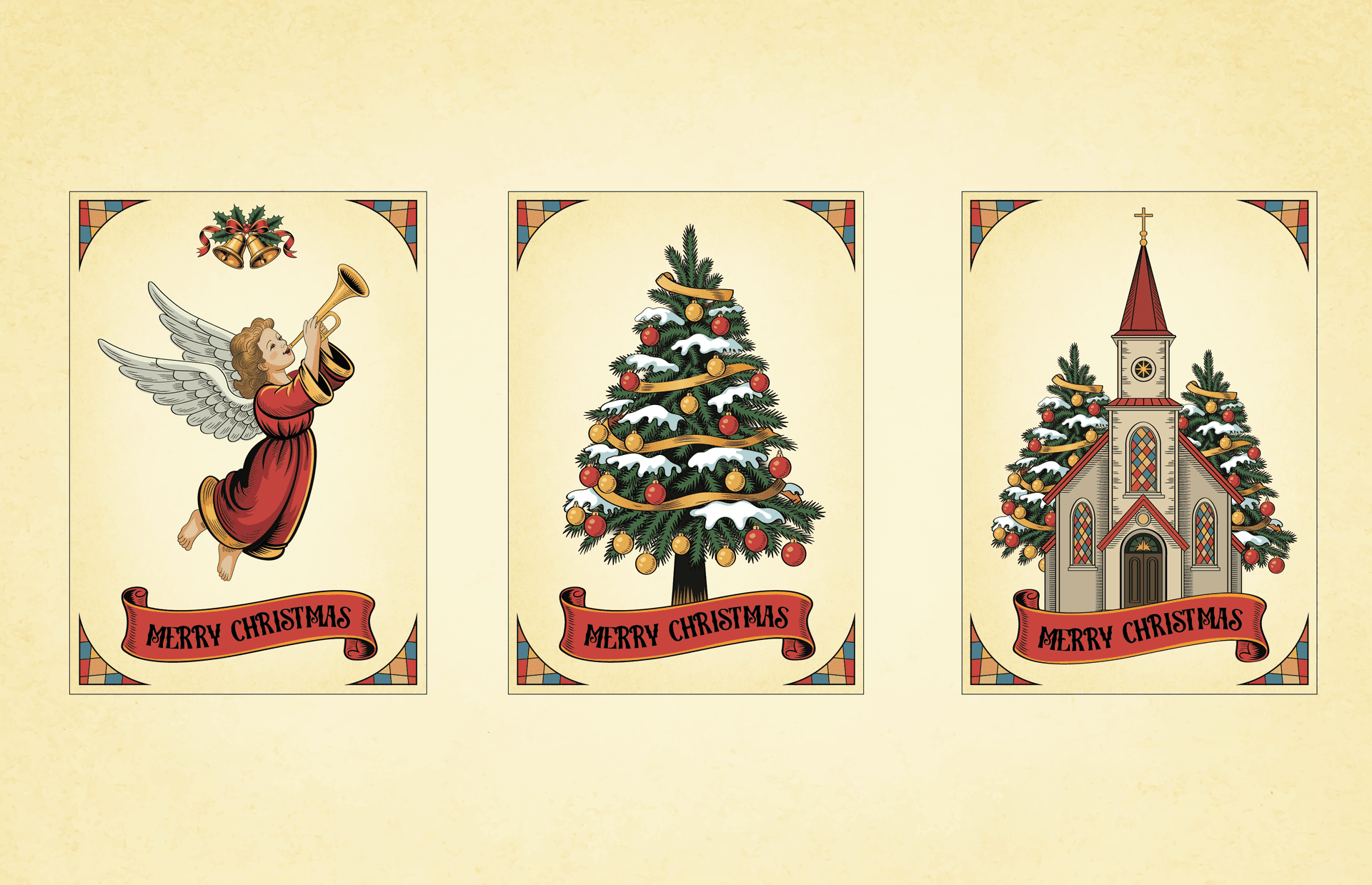 Vintage Christmas Blessings – Greeting Card Design Set