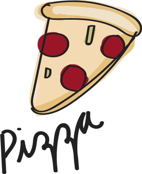 pizza drawing style food collection