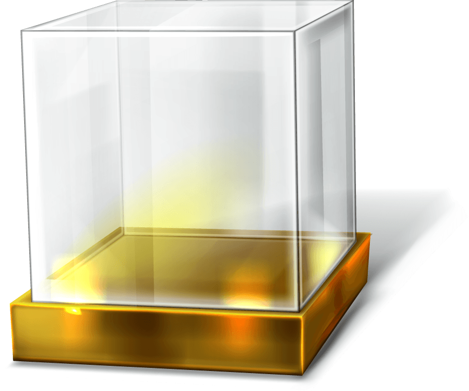 plastic glass cube gold base various angle view