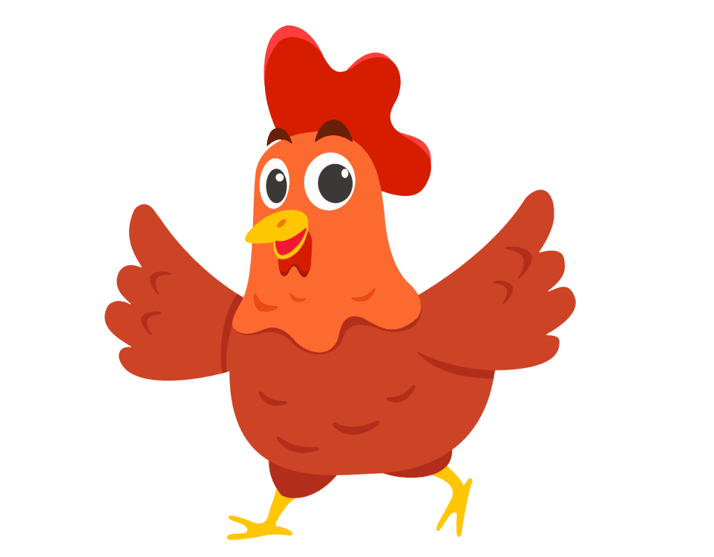 chicken with red comb cartoon style