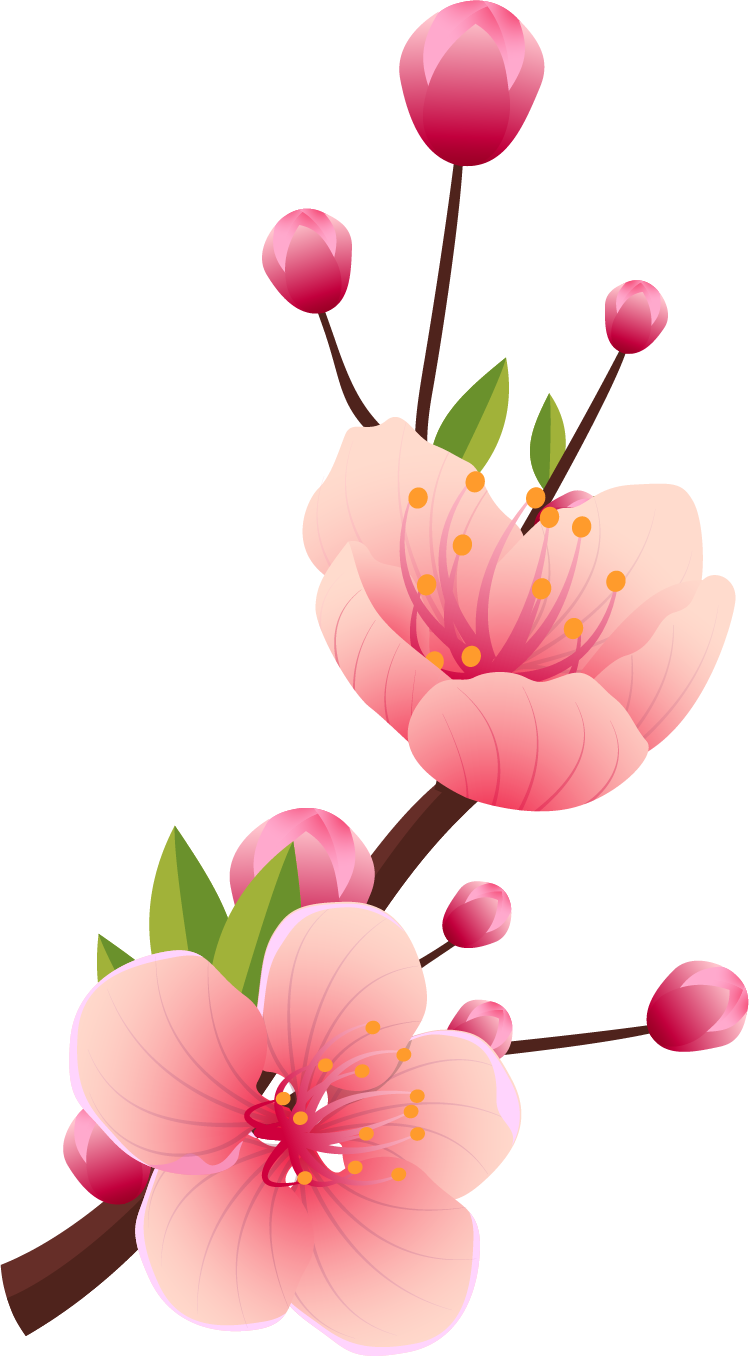 several blooming branches realistic style
