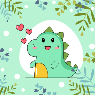 cutegreen-dinosaur-with-hearts-on-a-green-background-671627
