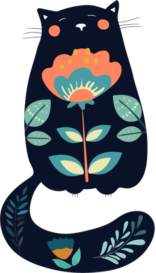 blackcats-pattern-flat-design-floral-decor-412152