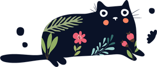 blackcats-pattern-flat-design-floral-decor-374510