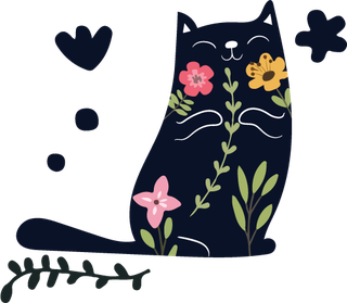 blackcats-pattern-flat-design-floral-decor-465739