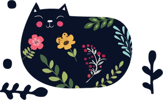 blackcats-pattern-flat-design-floral-decor-994414