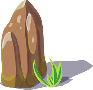 cartooncolorful-stones-different-shapes-materials-with-plants-leaves-isolated-411440