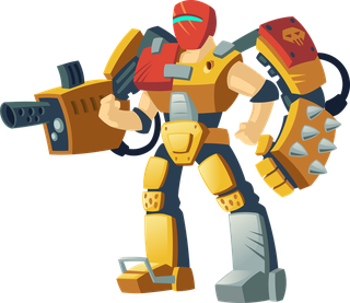 cartoonrobot-guards-human-exoskeleton-armor-41848