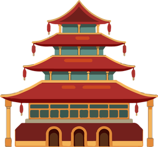 chinatraditional-buildings-cultural-japan-objects-gate-pagoda-palace-cartoon-collection-685690