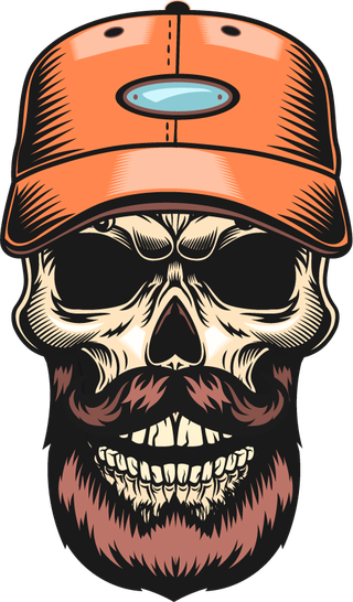 coloredsketch-skull-with-hat-and-hair-116708