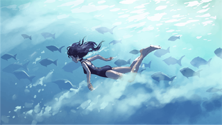 illustrationyoung-woman-diving-school-fish-sea-826186