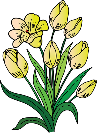 lineart-bush-yellow-flowers-tulip-vector-602027