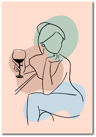 paintingabstract-girl-posing-sitting-holding-glass-wine-vector-cover-696944