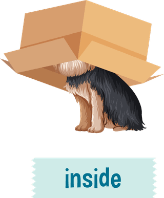 prepositionwordcard-with-dog-and-box-540570