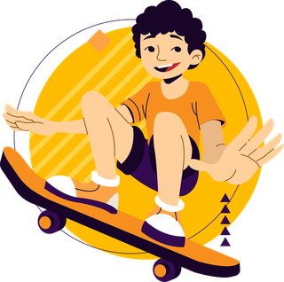skateboardsports-icons-dynamic-sketch-cartoon-characters-556044