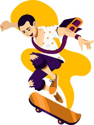 skateboardsports-icons-dynamic-sketch-cartoon-characters-24199