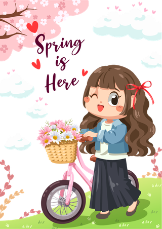 sweetgirl-riding-bicycle-spring-theme-illustration-kids-fashion-artworks-174459