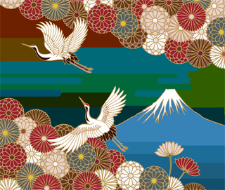 vectorfuji-mountain-cranes-chrysanthemum-flowers-japanese-740542