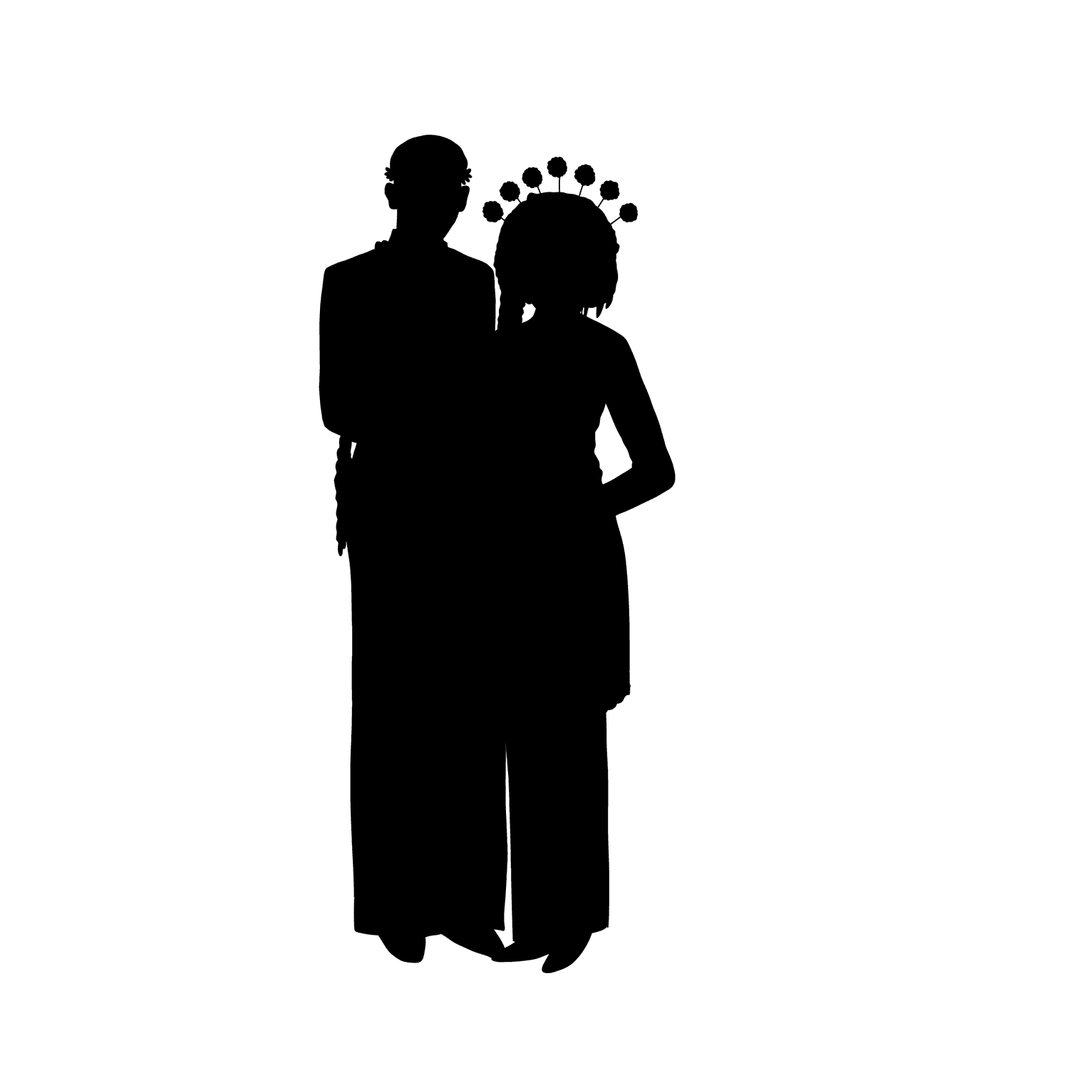 wedding couples silhouettes in minimalist style