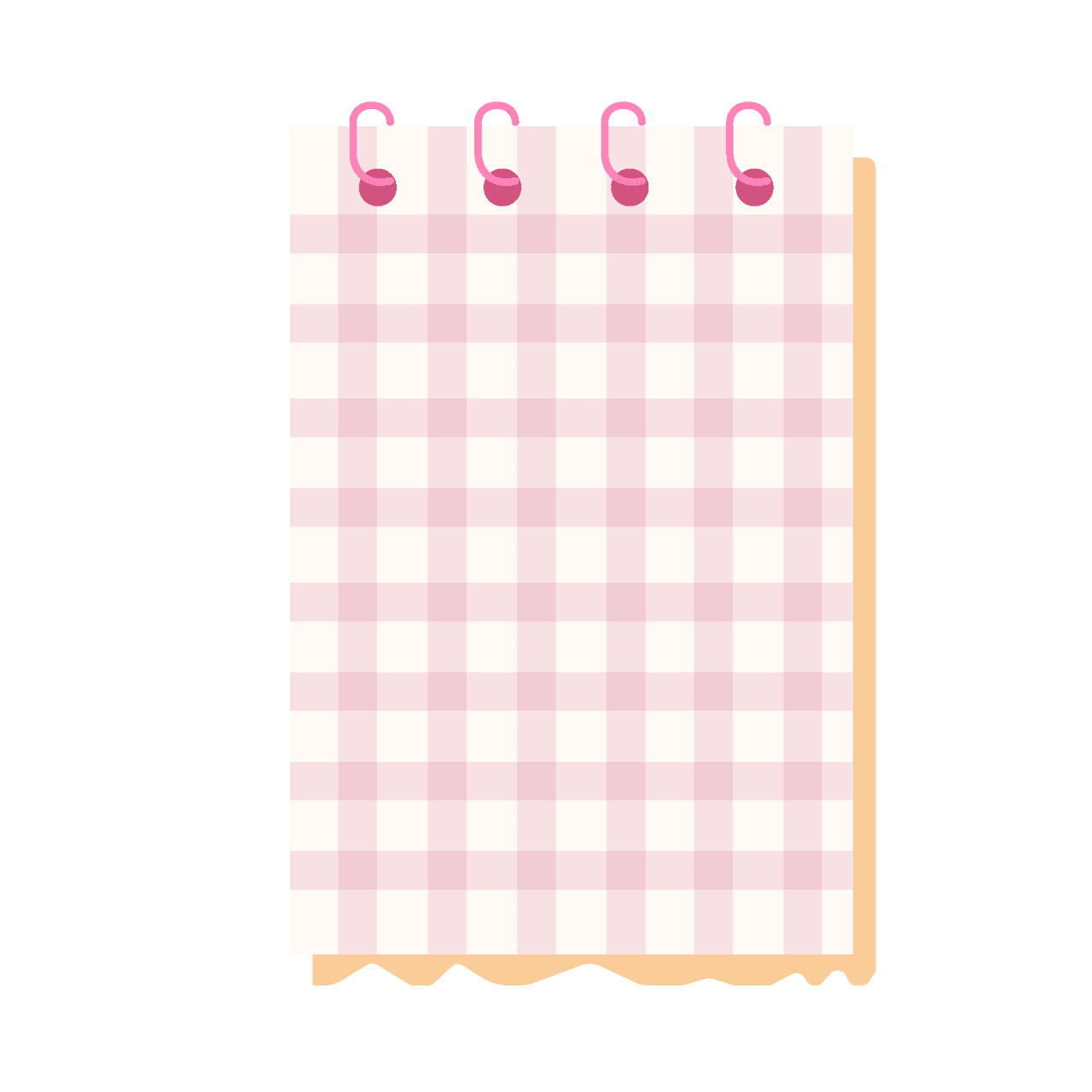 cute pink gingham notepad stationery illustration
